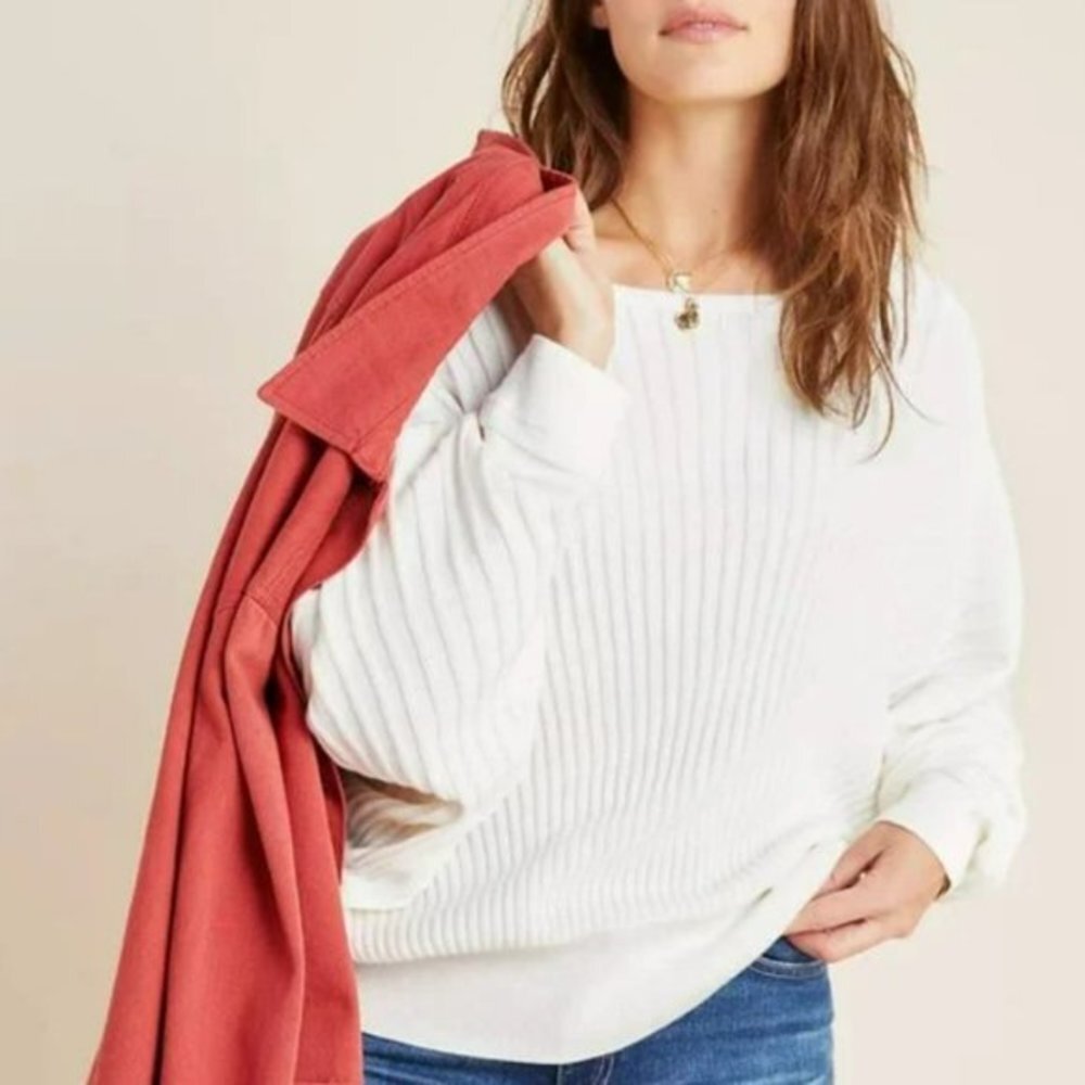 Anthropologie Ivory Karla Boat Neck Alpaca Blend Pullover Sweater Size XS - Picture 2 of 10